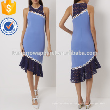 Azul Aplique Racer Volver Vestido OEM / ODM Fabricación al por mayor Moda Mujer Ropa (TA7123D)